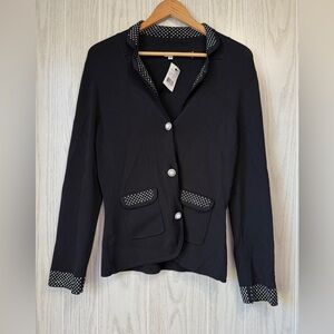 Vertigo Paris Exquisite Black Cardigan with Polka Dot Pockets Size M NWT